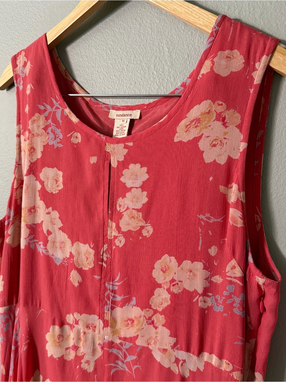 Sundance Pink Floral Handkerchief Hem Maxi Dress Size 16 - Picture 3 of 8